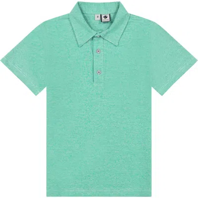 Busy Bees Short Sleeve Polo In Green Chambray