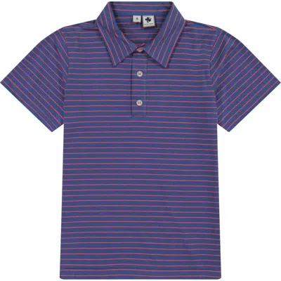 Busy Bees Short Sleeve Polo In Navy Mini Red Stripe