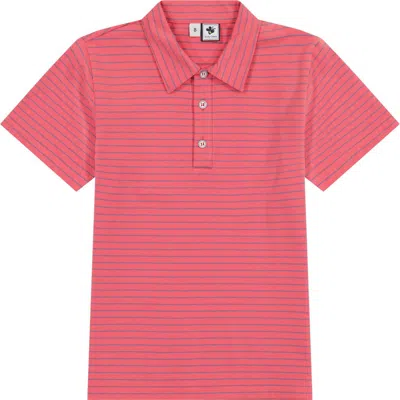 Busy Bees Short Sleeve Polo In Red Mini Navy Stripe