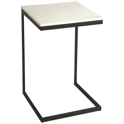 Butler Lawler 14 1/4"w Black Metal End Table With Marble Top
