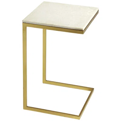 Butler Lawler 16" Wide Antique Gold End Table W/ Marble Top