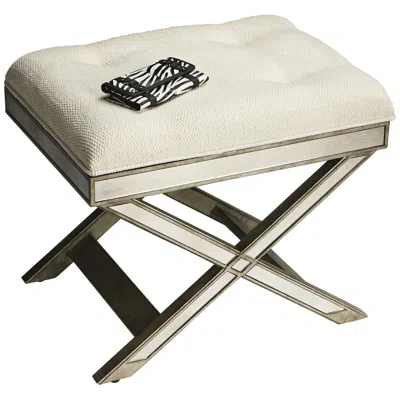 Butler Loft Ivory Button-tufted Vanity Stool
