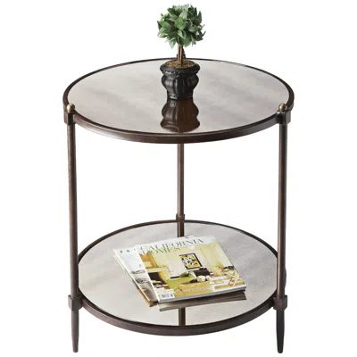 Butler Metalwork 22" Wide Pewter And Gold Mirrored Glass Side Table