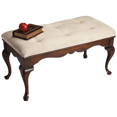 Butler Queen Anne 38" Wide Plantation Cherry Cushioned Bench