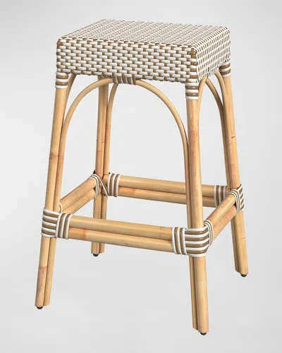 Butler Specialty Co Robias Rattan Bar Stool 30" In White, Tan