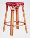 BUTLER SPECIALTY CO TOBIAS 24" RATTAN COUNTER STOOL, RED/WHITE DOT