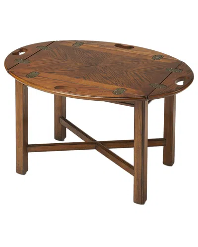 Butler Specialty Company Lucinda Zig Zag Upholstered Cocktail Ottoman In Brown