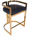 Butler Specialty Company Clarence & Faux Leather 25in Counter Stool In Gold