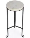 Butler Specialty Company Freya Marble And Iron Round 11.5in Accent Table In Black