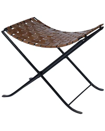 Butler Specialty Company Karma Woven Leather Stool In Brown
