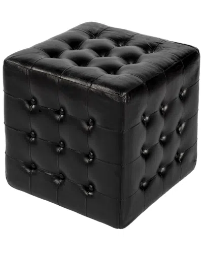 Butler Specialty Company Leon Leather Ottoman In Black