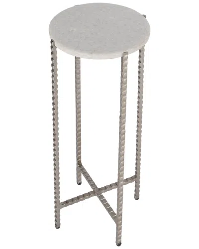 BUTLER SPECIALTY COMPANY BUTLER SPECIALTY COMPANY NIGELLA MARBLE AND SILVER CROSS LEGS SIDE TABLE