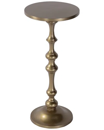 Butler Specialty Company Passeo 10in Round All Metal Pedestal Base End Table In Gold