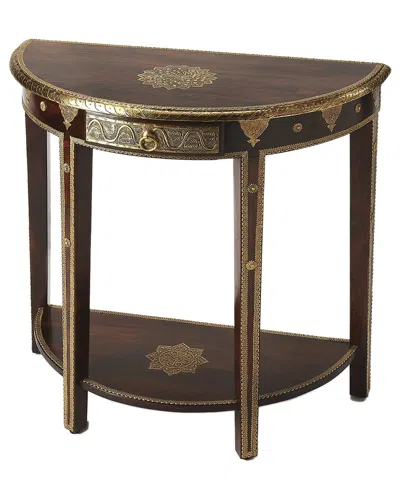 Butler Specialty Company Ranthore Brass Demilune Console Table In Brown