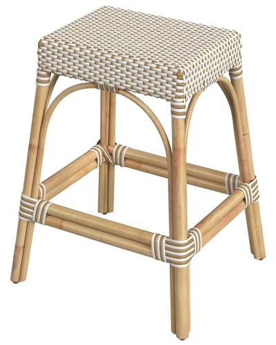 Butler Specialty Company Robias Rectangular Rattan 24.5in Counter Stool In White