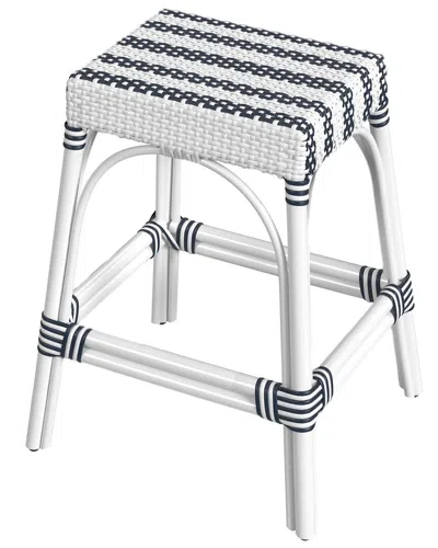 Butler Specialty Company Robias Rectangular Rattan 24.5in Counter Stool In White