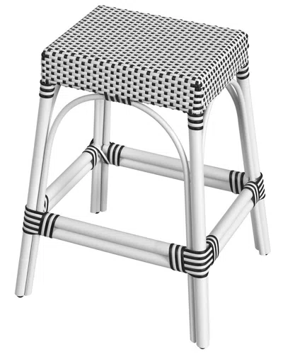 Butler Specialty Company Robias Rectangular Rattan 24.5in Counter Stool In White