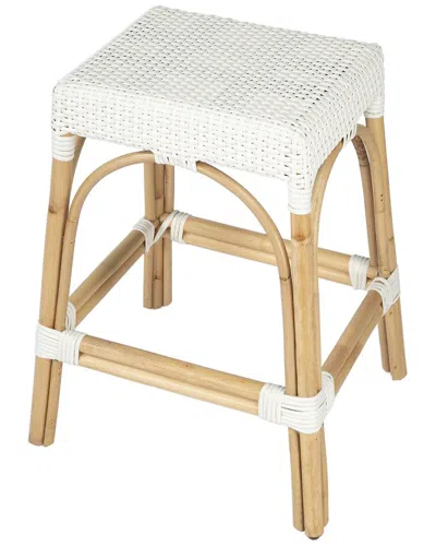 Butler Specialty Company Robias Rectangular Rattan 24.5in Counter Stool In White