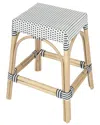 Butler Specialty Company Robias Rectangular Rattan 24.5in Counter Stool In White