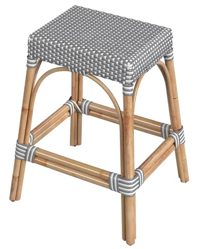 Butler Specialty Company Robias Rectangular Rattan 24.5in Counter Stool In White