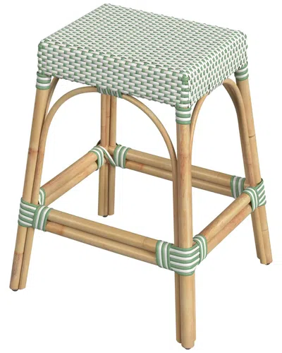 Butler Specialty Company Robias Rectangular Rattan 24.5in Counter Stool In White