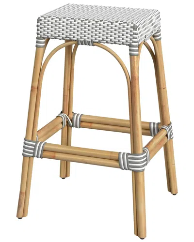 Butler Specialty Company Robias Rectangular Rattan 30in Bar Stool In White