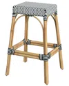 Butler Specialty Company Robias Rectangular Rattan 30in Bar Stool In White