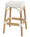 Butler Specialty Company Robias Rectangular Rattan 30in Bar Stool In White