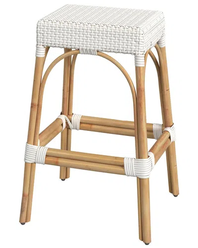 Butler Specialty Company Robias Rectangular Rattan 30in Bar Stool In White