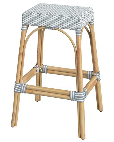 Butler Specialty Company Robias Rectangular Rattan 30in Bar Stool In White