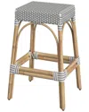 Butler Specialty Company Robias Rectangular Rattan 30in Bar Stool In White