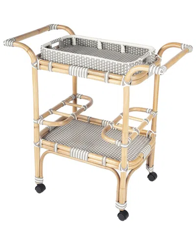 Butler Specialty Company Selena Grey & Rattan Bar Cart In Multi