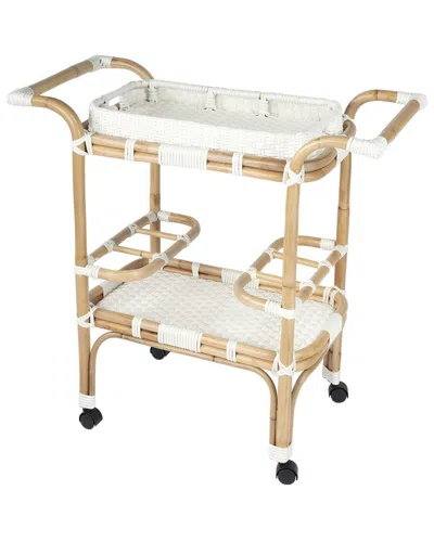 Butler Specialty Company Selena Rattan Bar Cart In White