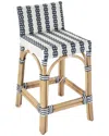 Butler Specialty Company Serienna Blue & Rattan Low Back Counter Stool In Blue