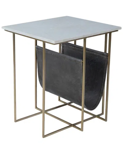 Butler Specialty Company Stephanik Marble & Leather Magazine Table In White