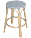 Butler Specialty Company Tobias Rattan Round 24in Counter Stool In Blue