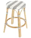 Butler Specialty Company Tobias Rattan Round 24in Counter Stool In Grey