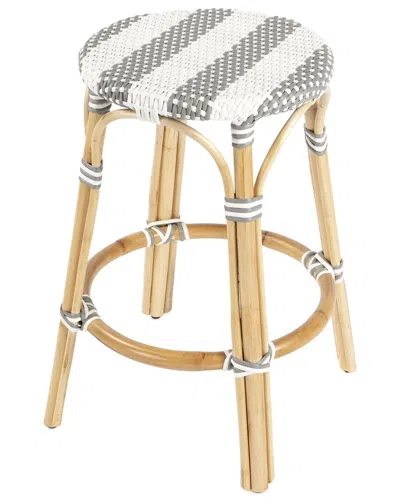Butler Specialty Company Tobias Rattan Round 24in Counter Stool In Grey