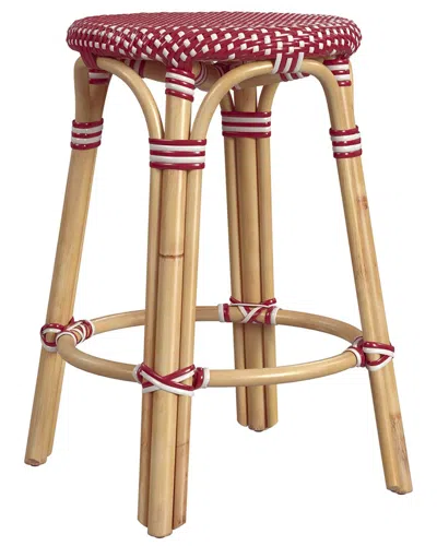 Butler Specialty Company Tobias Rattan Round 24in Counter Stool In Red