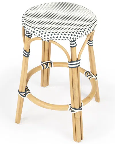 Butler Specialty Company Tobias Rattan Round 24in Counter Stool In White