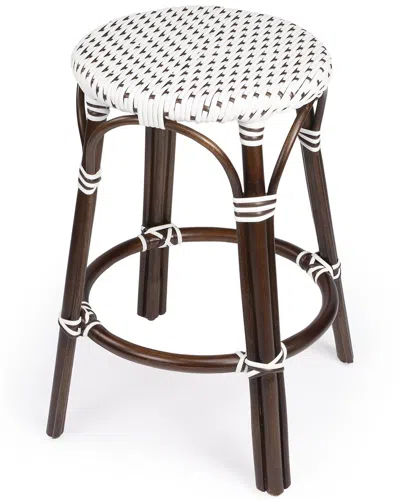Butler Specialty Company Tobias Rattan Round 24in Counter Stool In White