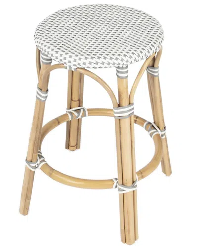Butler Specialty Company Tobias Rattan Round 24in Counter Stool In White