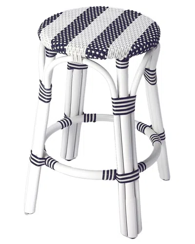 Butler Specialty Company Tobias Rattan Round 24in Counter Stool In White