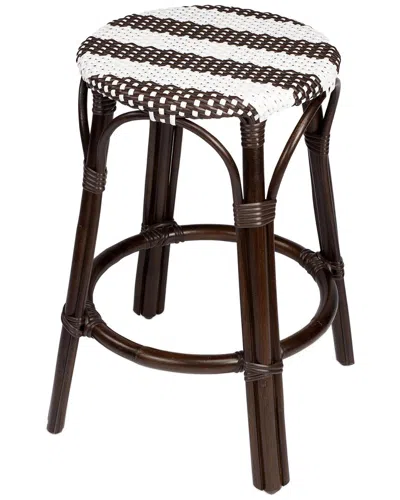 Butler Specialty Company Tobias Rattan Round 24in Counter Stool In White