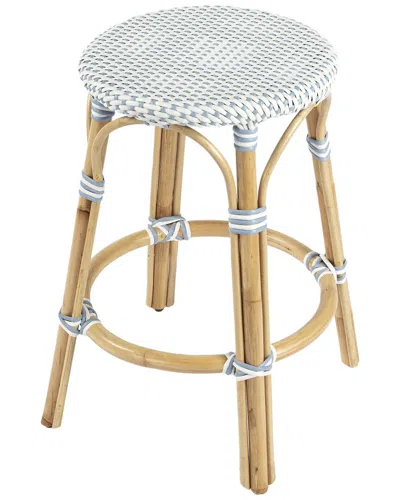 Butler Specialty Company Tobias Rattan Round 24in Counter Stool In Grey