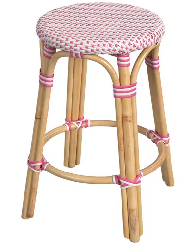 Butler Specialty Company Tobias Rattan Round 24in Counter Stool In White