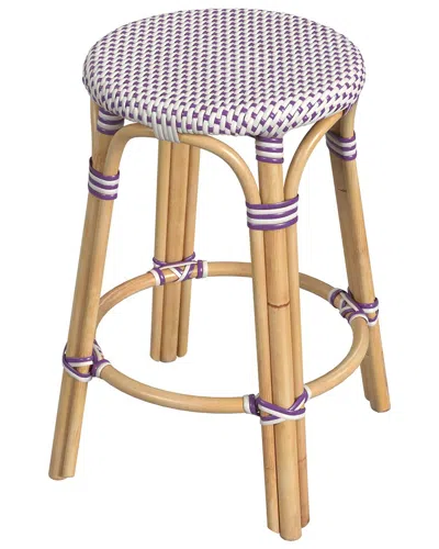 Butler Specialty Company Tobias Rattan Round 24in Counter Stool In White