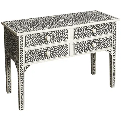Butler Vivienne 39 3/4" Wide Bone Inlay 4-drawer Console Table In Gray
