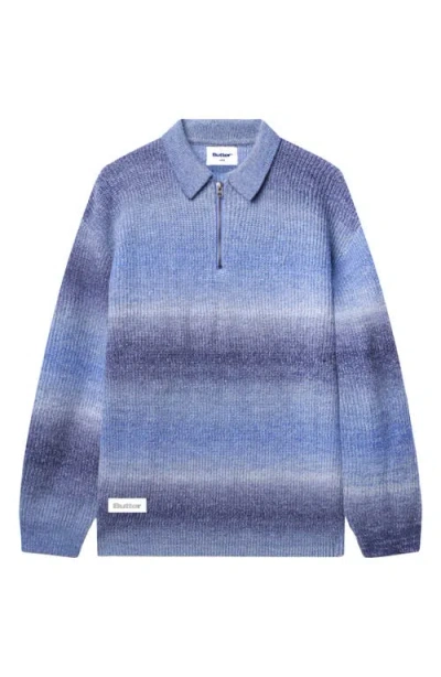 Butter Goods Beams Quarter Zip Sweater In Blue