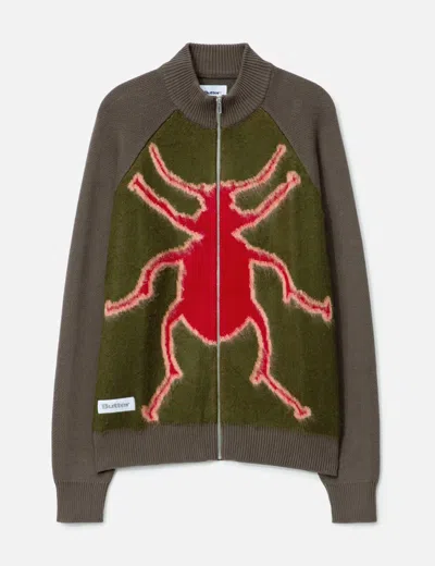 Butter Goods Beetle Zip-thru Knit Sweater In Green